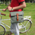 Bolsa de bicicleta impermeável de lona e couro vintage com alça de ombro kit de ferramentas Pannier